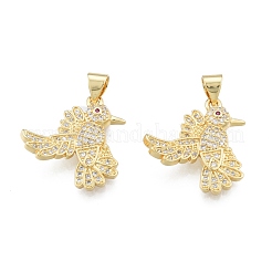 真鍮マイクロパヴェクリアキュービックジルコニアペンダント  カドミウムフリー＆鉛フリー  鳥  18KGP本金メッキ  20x20x7.5mm  穴：3.5x4mm&nbsp;KK-G431-22G