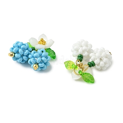 ガラスシードビーズペンダント  花のチャーム  アクリル製の葉と304ステンレス鋼製のオープン丸カン付き  ミックスカラー  23x11.5x14mm  穴：5.4mm&nbsp;PALLOY-MZ01338