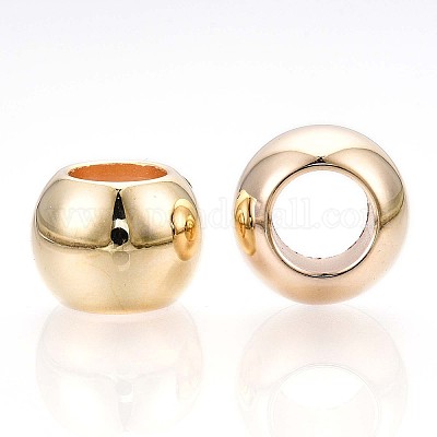Ccbプラスチックラウンドビーズ  ゴールド  16x12mm  穴：8.5mm.&nbsp;ALUM-U001-07B-10G-1