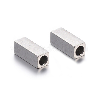 変色しにくい201ステンレススチールビーズ  長方形  ステンレス鋼色  8x3x3mm  穴：2mm&nbsp;STAS-P223-08P-1