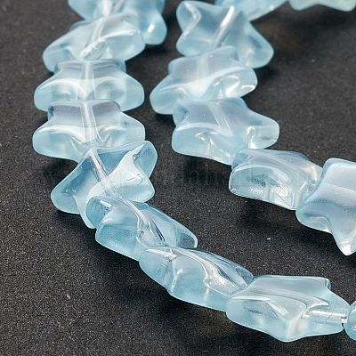 透明なガラスビーズ連  スター  ライトシアン  10x10x4mm  穴：0.8mm  約40個/連  13.39~14.17インチ（34~36cm）&nbsp;GLAA-K057-01M-1