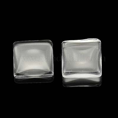 透明なガラスの正方形カボション  透明  18x18x5mm&nbsp;GGLA-A001-18mm-1