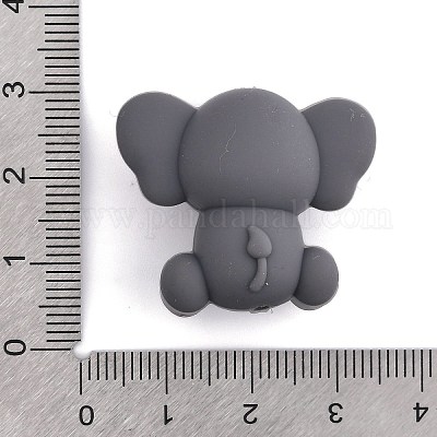 シリコンビーズ  象  濃いグレー  25.5x30x16.5mm  穴：2mm&nbsp;SIL-S010-02B-1