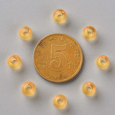 透明なアクリルビーズ  ラウンド  ゴールド  6x5mm  穴：1.8mm  約4400個/500g&nbsp;MACR-S370-A6mm-719-1