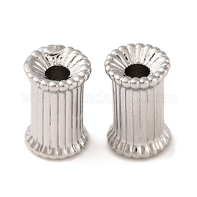 真鍮ビーズ  カドミウムフリー＆ニッケルフリー＆鉛フリー  コラム  プラチナ  9x5.5mm  穴：2mm&nbsp;KK-S389-31P-1
