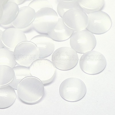 キャッツアイカボション  半円  ホワイト  10x2~3mm&nbsp;CE-J002-10mm-05-1