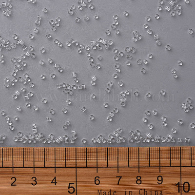 ガラスシードビーズ  トランスペアレント  ラウンド  ホワイト  12/0  2mm  穴：1mm  約30000ビーズ/ポンド&nbsp;SEED-A004-2mm-1-1