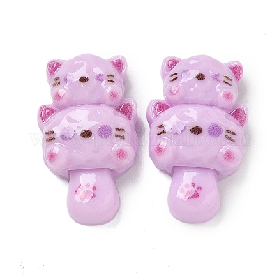 樹脂カボション  猫  プラム  29.5x17.5x8mm&nbsp;RESI-R456-07E-1