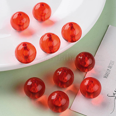 透明なアクリルビーズ  ラウンド  レッド  16x15mm  穴：2.8mm&nbsp;LS-X-MACR-S370-A16mm-712-1