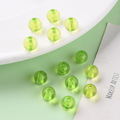 透明なアクリルビーズ  ラウンド  黄緑  8x7mm  穴：2mm  約1745個/500g&nbsp;MACR-S370-A8mm-729-1