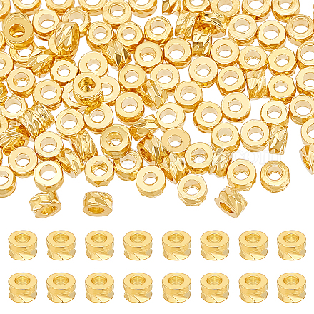 真鍮ビーズ150個  コラム  ゴールドカラー  3x1.5mm  穴：1.5mm&nbsp;KK-BC0013-53A-1