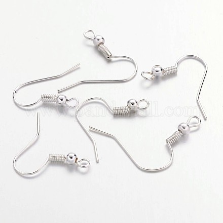 アイアン製ピアスフック 耳ワイヤー 水平ループ付き 銀 19~21x18~20mm ピン:0.65mm 22ゲージ J07JW-S-1