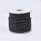 Braided Leather Cords, Round, Black, 3mm, about 10yards/roll