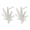 Brass Stud Earring Findings, Cadmium Free & Nickel Free & Lead Free, with Loop, Leaf, Platinum, 19.5x17mm, Hole: 1.4mm, Pin: 0.8x11.5mm