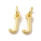Brass Pendants, Cadmium Free & Nickel Free & Lead Free, with Jump Ring, Letter J, 10.5x4x1.5mm, ring: 5~6x0.8~1mm, inner diameter: 3~4mm