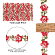 ポリエステルリボン  花柄  フラット  服飾材料  レッド  3/4インチ（18x1.5mm）&nbsp;OCOR-WH0068-45F-2