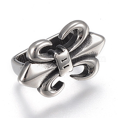 304ステンレススチールスライドチャーム  フルール·ド·リス  アンティークシルバー  20x12x11mm  穴：7x13mm