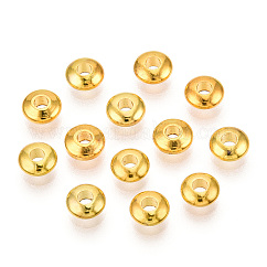 真鍮製スペーサービーズ  カドミウムフリー＆鉛フリー  ロンデル  ゴールドカラー  5x2mm  穴：1.5~2mm
