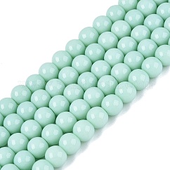 オペークソリッドカラーガラスビーズ連売り  ラウンド  アクアマリン  6~6.5mm  穴：1.4mm  約67~70個/連  14.76インチ〜15.16インチ（37.5~38.5cm）