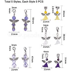 ガラス/宝石ビーズペンダント  アクリルビーズとチベットスタイルの合金のパーツ  天使  アンティークシルバー  ミックスカラー  31mm  穴：4x7mm  25個/箱&nbsp;PALLOY-PH0013-04