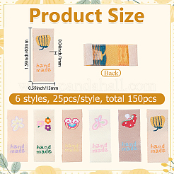 150個 6スタイル ポリエステル長方形衣類ラベル  DIYヘアタイアクセサリー用  ミックスカラー  混合図形  40x15x1mm  25個/スタイル&nbsp;DIY-CY0003-85
