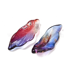 ガラスチャーム  葉  金粉付き  暗赤色  25x9.5x3mm  穴：1.4mm  約952個/1000g&nbsp;GLAA-C040-01L