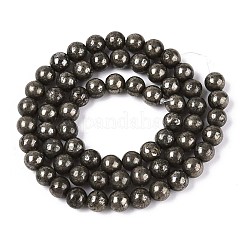 天然石パイライトビーズ連売り  ラウンド  6mm  穴：1mm  約63~67個/連  14.96インチ（38cm）&nbsp;G-S249-01-6mm