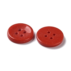 セラミックボタン  フラットラウンド  4穴  レッド  15x2.5mm  穴：1.5mm&nbsp;PORC-B001-03A