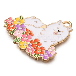 動物の花の合金エナメルペンダント  ゴールドカラー  犬  26x28x1mm  穴：1.8mm&nbsp;ENAM-Q508-01C