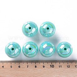 不透明なアクリルビーズ  ABカラーメッキ  ラウンド  淡いターコイズ  20x19mm  穴：2mm&nbsp;S-MACR-S370-D20-SS2107