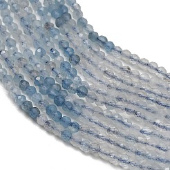 グラデーションカラーのナチュラルデビルブルーアクアマリンビーズ連売り  ラウンド  多面カット  2mm  穴：0.5mm  約189個/連  15.55''（39.5センチメートル）&nbsp;G-NH0072-B01-2mm