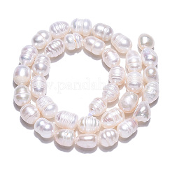 天然養殖淡水パールビーズ連売り  ライス  貝殻色  7.5~13x6.5~8.5mm  穴：0.6mm  約32~35個/連  12.91~13.11インチ（32.8~33.3cm）&nbsp;PEAR-N012-07S