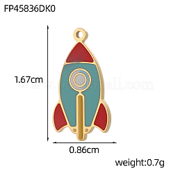 304ステンレススチールエナメルペンダント  ロケットチャーム  イオンプレーティング（ip）  長持ちメッキ  18KGP本金メッキ  ターコイズ  16x8mm  穴：1mm&nbsp;STAS-OY013-69G