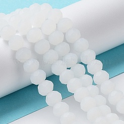 模造翡翠ソリッドカラーガラスビーズ連売り  多面カット  艶消し  ロンデル  ホワイトスモーク  10mm  穴：1mm  約60~61個/連  46~48cm&nbsp;EGLA-A034-J10mm-MD05