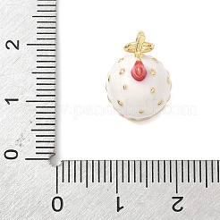 真鍮製エナメルペンダント  丸カン付き  ケーキチャーム  鉛フリー＆カドミウムフリー  長持ちメッキ  18KGP本金メッキ  ラックめっき  ホワイト  12x14.5x11mm  穴：3.2mm&nbsp;KK-L239-045G-01