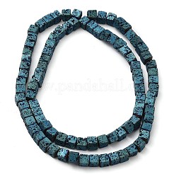 電気メッキされた天然溶岩岩ビーズ連売り  正方形  ミックスカラー  4.5x4.5x4.5mm  穴：1mm  約89~91個/連  16.54''~17.32''（42~44センチメートル）&nbsp;G-Q1009-B01-01