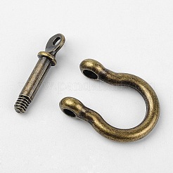 チベットスタイルの合金Dリングアンカーシャックルクラスプ  アンティークブロンズ  25x24.5x3~7mm  穴：2.5mm&nbsp;LS-X-PALLOY-D355-AB