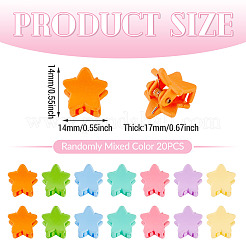 ヘアアクセサリー20個  プラスチックバンスクリップ  スプレー式塗料  スター  ミックスカラー  14x14x17mm&nbsp;PHAR-TADJ0001-04