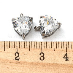 304ステンレススチールチャームマイクロパヴェキュービックジルコニア  ハート  ステンレス鋼色  11x8.5x5.5mm  穴：2mm&nbsp;STAS-L022-089P