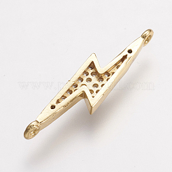 真鍮製マイクロパヴェキュービックジルコニアコネクター  透明  稲妻  ゴールドカラー  6x27x3mm  穴：1mm&nbsp;ZIRC-G123-45G