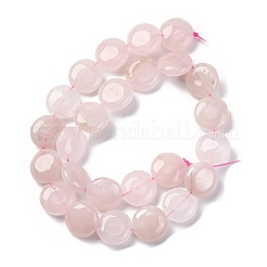 天然石ローズクォーツビーズ連売り  フラットラウンド  16x6.5~7mm  穴：1.2mm  約25個/連  14.96~15.35インチ（38~39cm）&nbsp;G-C159-A11-01