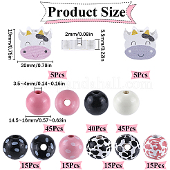 9 スタイルのペイントされた天然木ビーズ  ラウンド＆カウ  ミックスカラー  15.5~19x15~20x5.5~16mm  穴：2~4mm&nbsp;WOOD-SP0001-04