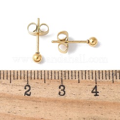 女性用304ステンレススチールスタッドピアス  ラウンド  ゴールドカラー  3mm&nbsp;EJEW-E603-06B-G