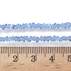 電気メッキ透明ガラスビーズ連売り  三角形  多面カット  ABカラー  コーンフラワーブルー  3x2x2mm  穴：0.7mm  約135個/連  9.21''（23.4センチメートル）&nbsp;EGLA-P061-04C-AB18
