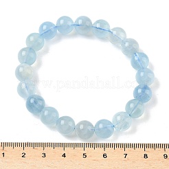 天然アクアマリンラウンドビーズストレッチブレスレット男性用女性用  グランドA  内径：2-1/8~2-1/8インチ（5.4~5.5cm）  ビーズ：10mm&nbsp;BJEW-U034-01A-03