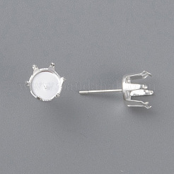 304ステンレススチールスタッドピアス金具  熊手のセッティング  銀  18x10mm  ピン：0.8mm&nbsp;STAS-D448-087S-10mm