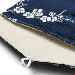 中国風の花柄布ジュエリー収納ポーチ  プラスチックボタンで  ブレスレット用の長方形のジュエリーギフトケース  イヤリング  リング  ランダム模様  ミッドナイトブルー  8x10x0.3~0.7cm&nbsp;AJEW-D065-01B-03