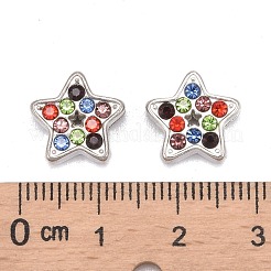 ラインストーン合金ペンダント  カドミウムフリー＆鉛フリー  スター  プラチナ  直径約12mm  穴：2mm&nbsp;RSB357-2