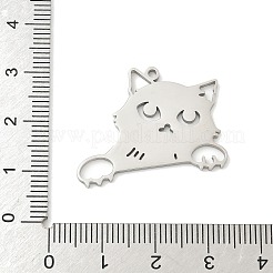304ステンレスペンダント  中空の猫の形チャーム  ステンレス鋼色  22.5x29x1.5mm  穴：1.5mm&nbsp;STAS-F326-08B-P