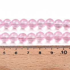 ベーキングペイント透明ガラスビーズ連売り  ラウンド  パールピンク  8~8.5mm  穴：1.4mm  約102~104個/連  29.92~30.31インチ（76~77cm）&nbsp;DGLA-N006-8mm-01